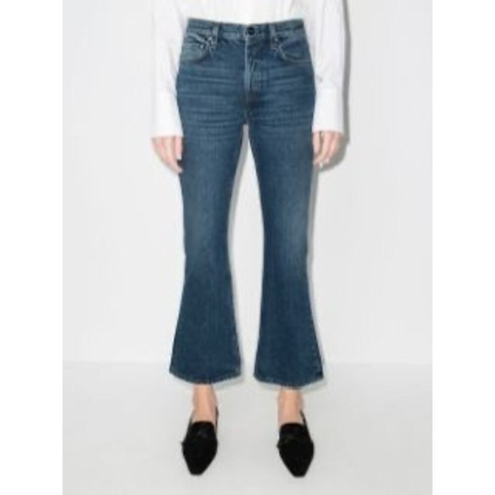 Toteme Classic Blue Cropped Kick Flare Jeans High Rise Denim Size 29 L34